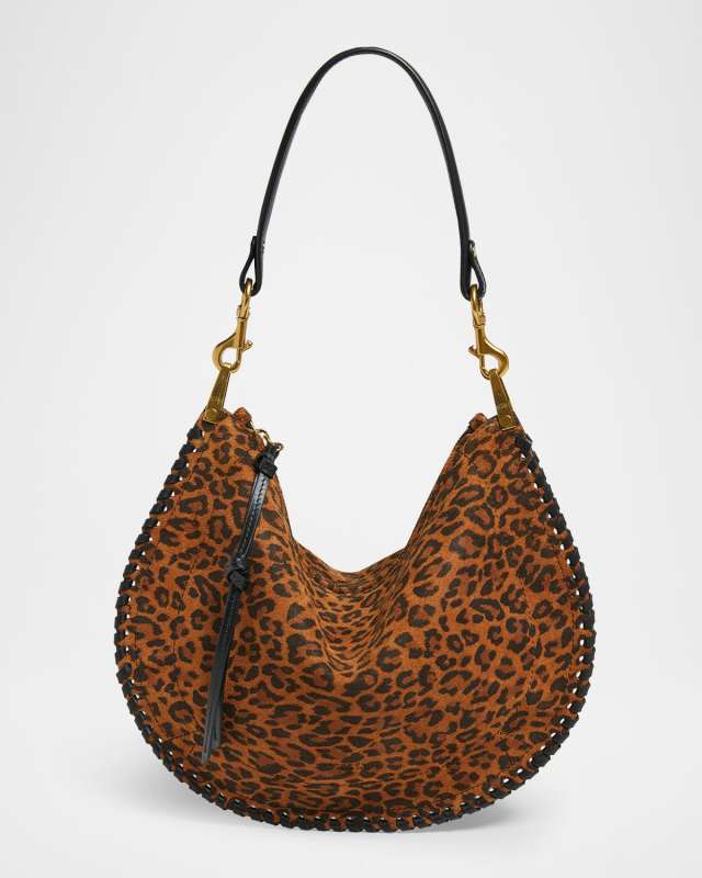 Oskan Leopard Suede Crossbody Bag